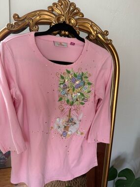 Vintage Pink Embellished Easter Bunny & Tree Top